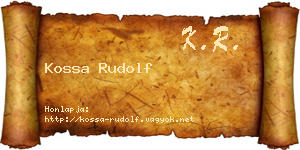 Kossa Rudolf névjegykártya